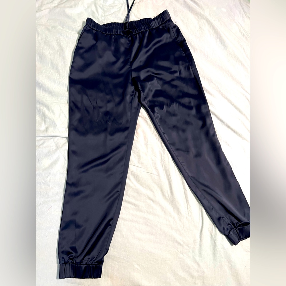 Satin pants.